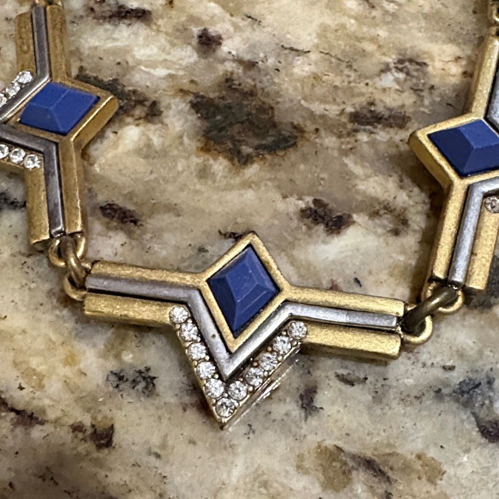 J. Crew Gold and Blue Geometric Necklace - Picture 3 of 12